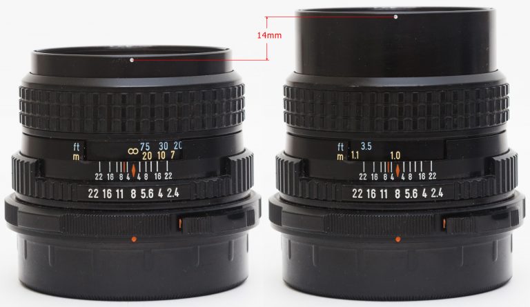 Pentax 67 105mm F2.4 helicoid extension at infinity and closest distances © Sasha Krasnov Photography