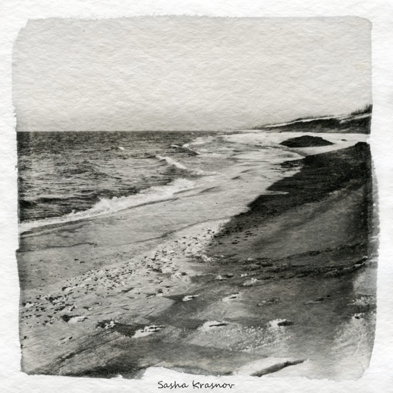 Seashore, Curonian spit. Hahnemuhle Torchon 275g watercolor paper, Fomaspeed liquid photographic emulsion © Sasha Krasnov Photography