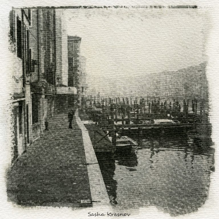 Venice, Boats. Canson Fontanay 300g watercolor paper, Fomaspeed liquid photographic emulsion © Sasha Krasnov Photography