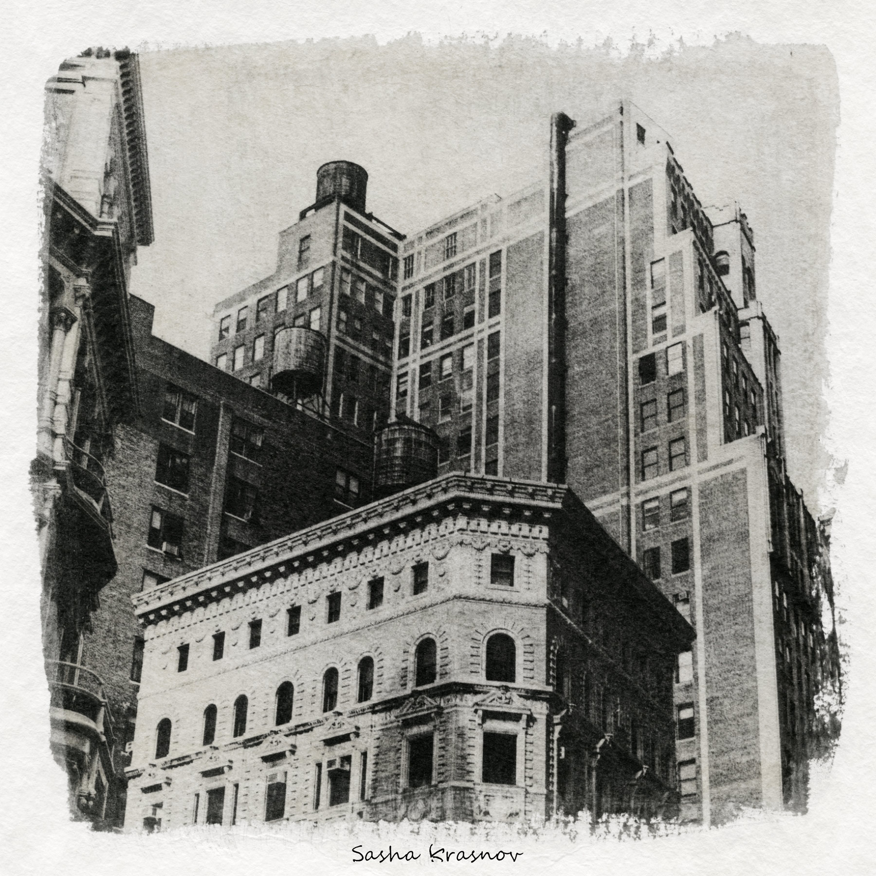 Street photography prints with liquid photo emulsion on watercolor paper